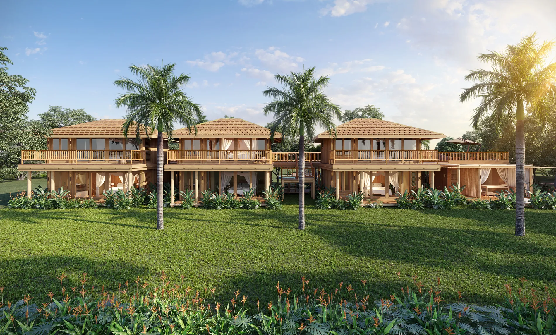 Villas ao pôr do sol em meio à mata, Trancoso